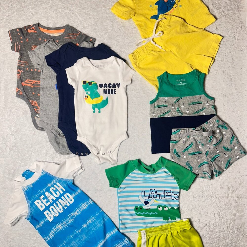 Baby Boy Summer Outfit Bundle | 3–6 Months | 10 Pieces | Carter’s / Okie Dokie